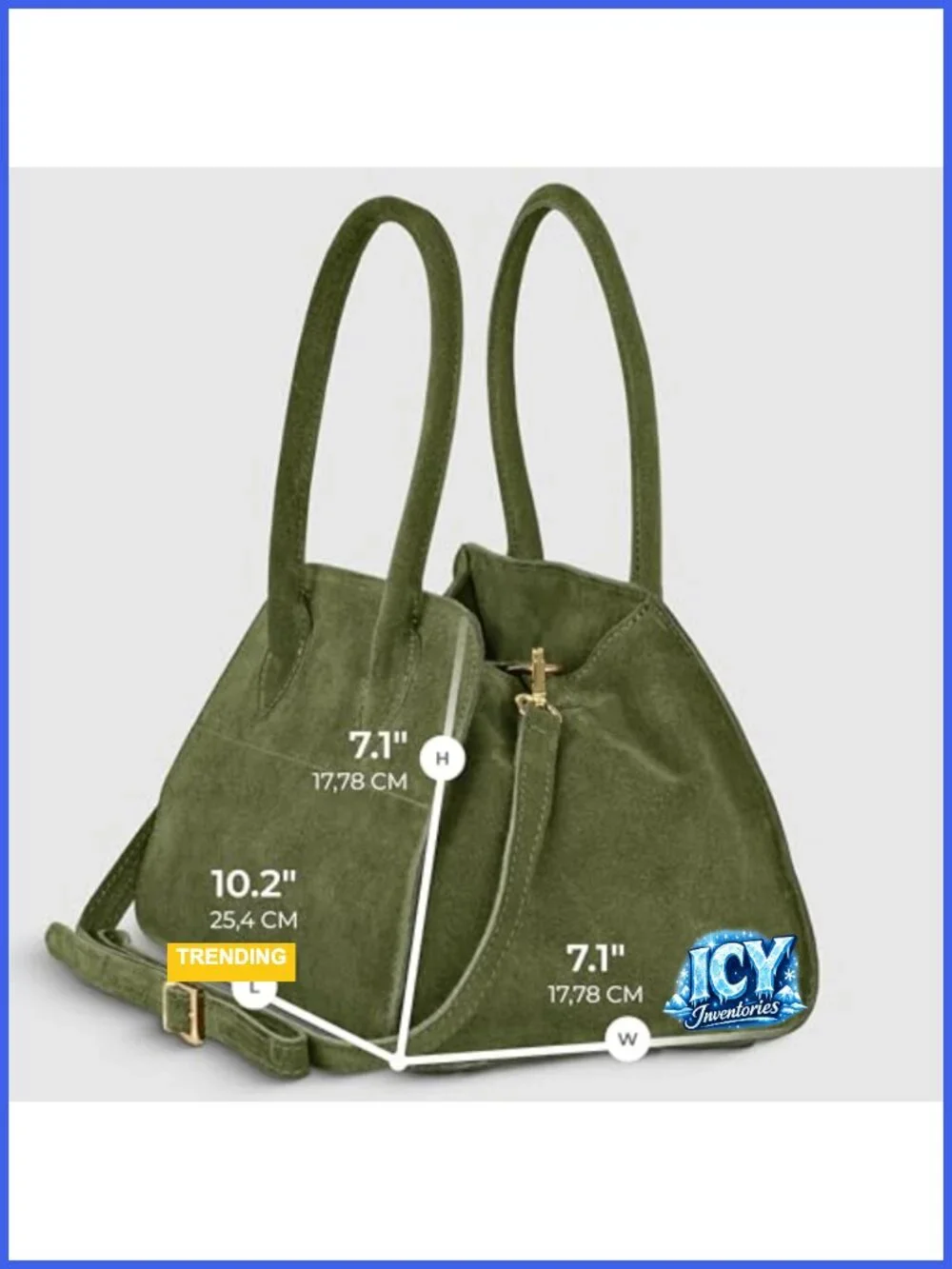 Italian Genuine Suede Top-Handle Bag Women Zipper Adjustable Strap Satchel